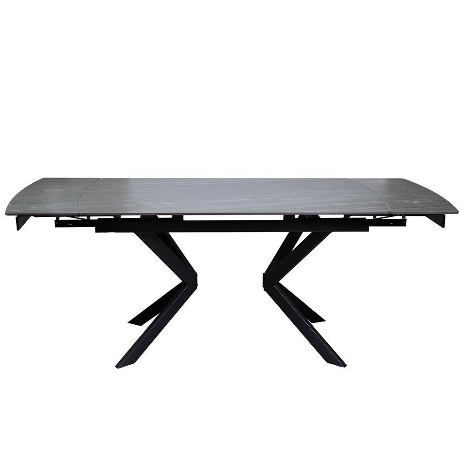 Extendable dining table Laikko BL, sintered stone/metal, black, 140-200X80cm H77cm