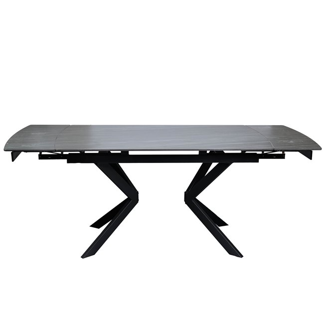 Extendable dining table Laikko BL, sintered stone/metal, black, 140-200X80cm H77cm