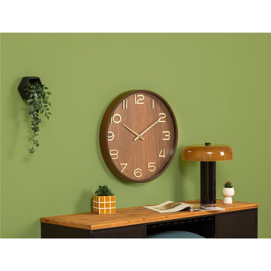 Wall clock Ivana, wood imitation, brown, D55cm