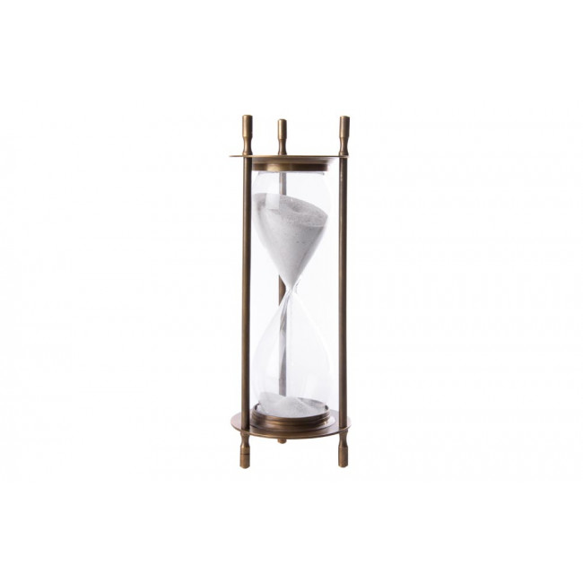 Hour glass Sandtimer, 5 min., brass, 7x7x19.5cm