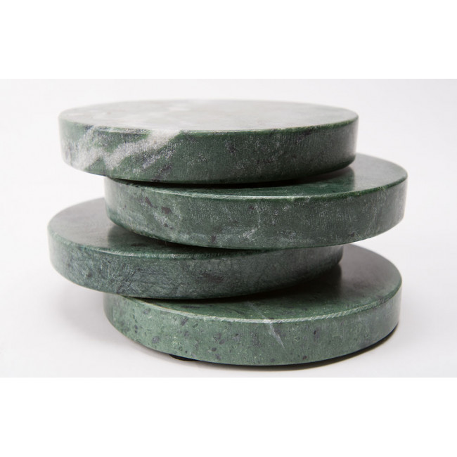 Coasters, set of 4, marble, green colour, D10x1.8cm