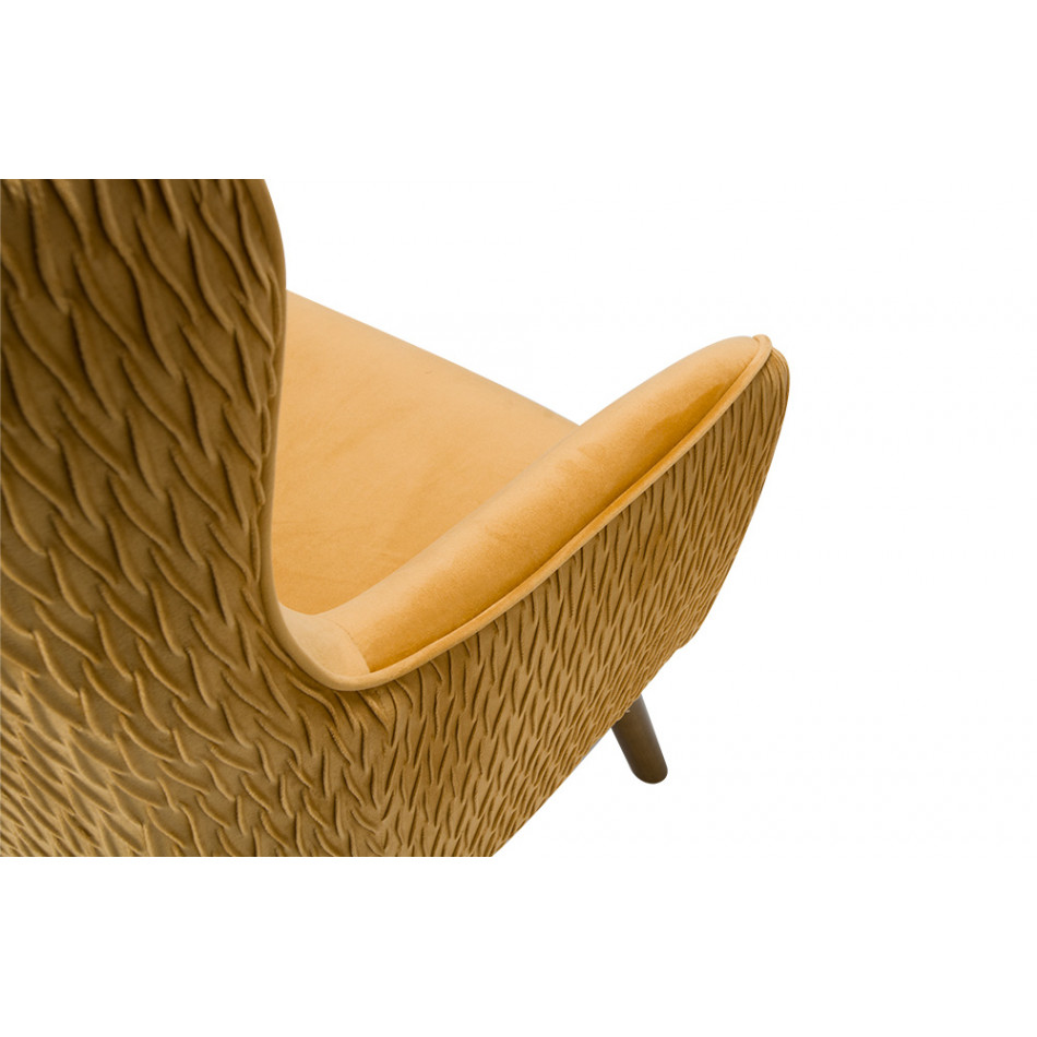 Armchair Dartford,velvet,yellow gold,100x75x83cm, seat h40cm