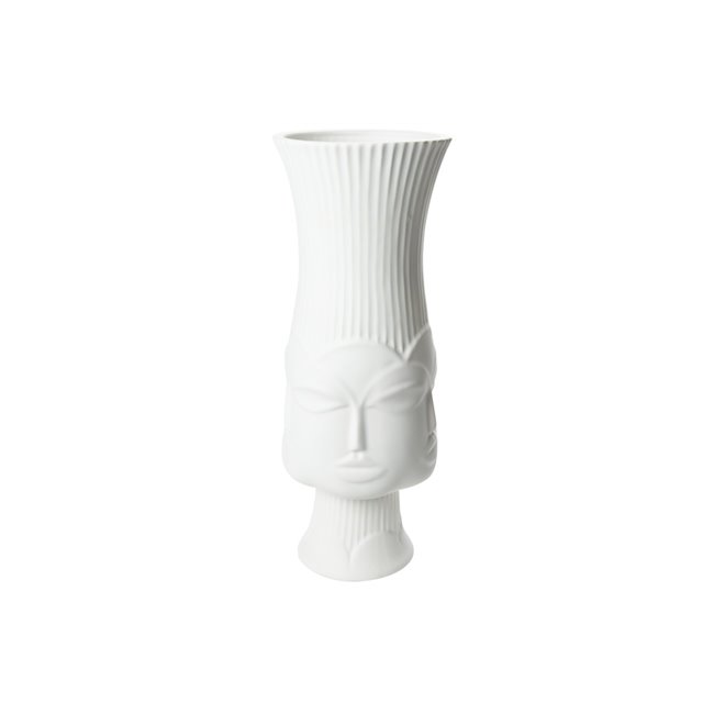 Vase 5 Face woman medium, white, 13.5x13.5x35cm