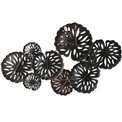 Wall deco Flowers, silver/golden, 70x4x42cm