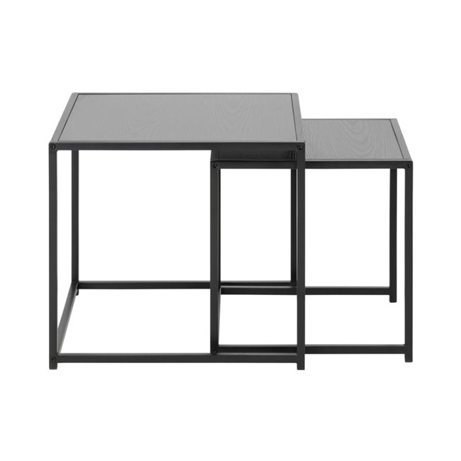 Nest table set Seaford, black ash,W50xD50xH45,40x40x45c