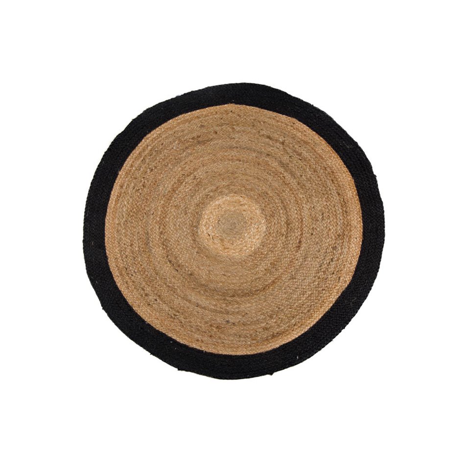 Rug Jute with black rim, D120cm