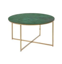 Coffee table Alis, golden/green, glass, H45cm, D80cm 