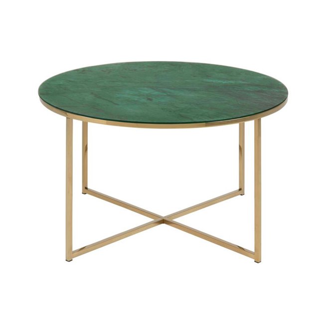 Coffee table Alis, golden/green, glass, H45cm, D80cm 