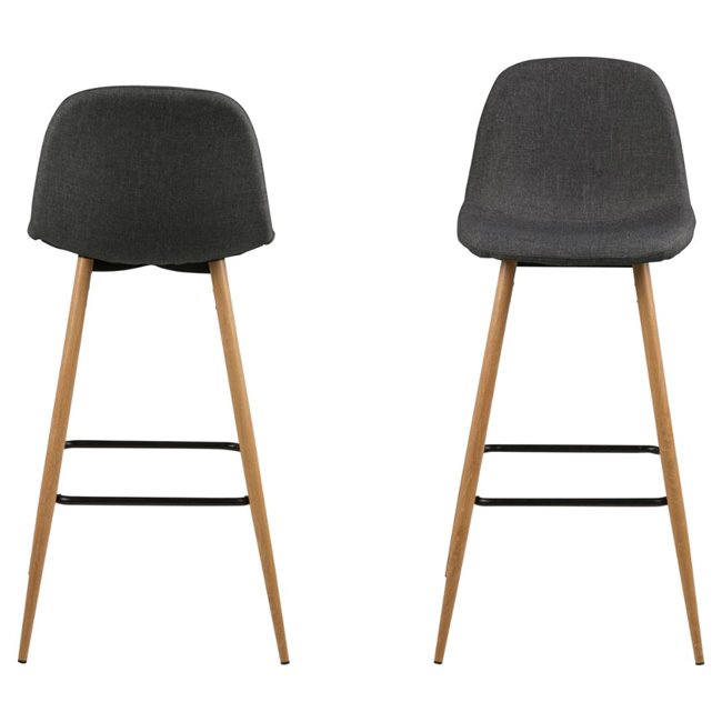 Bar stool Awilma, set of 2 pcs, grey, H101x46.6x51cm