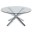 Coffee table Aheaven, top glass/silver legs, D82cm, H40cm