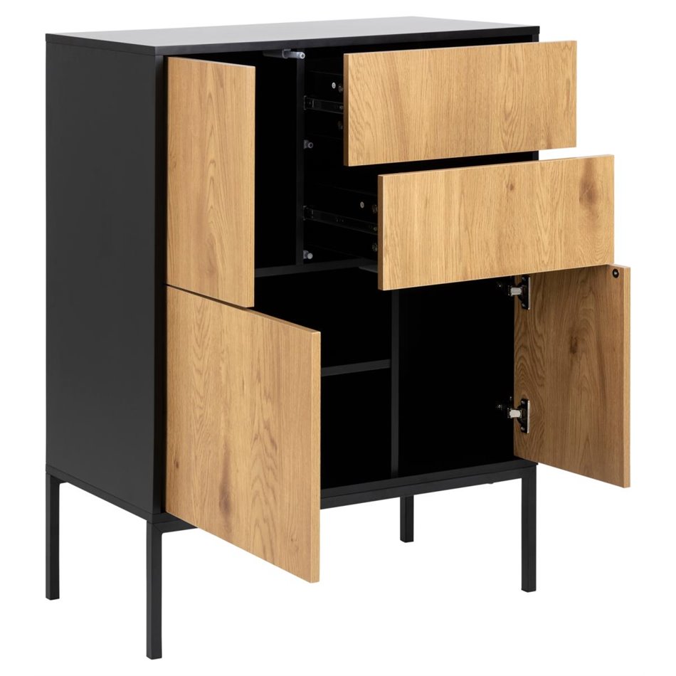 Sideboard Aford, MDF, black/natural, 103x80x40cm