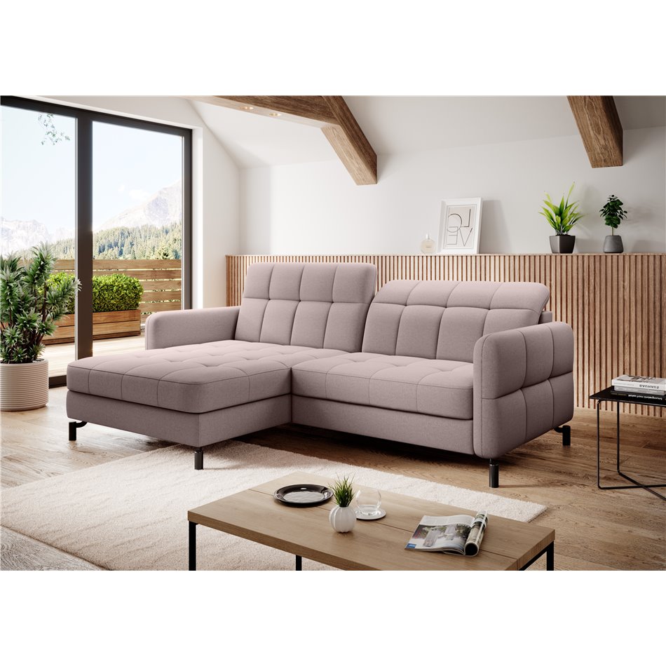 Corner sofa Elorelle L, Omega 91, pink, H105x225x160