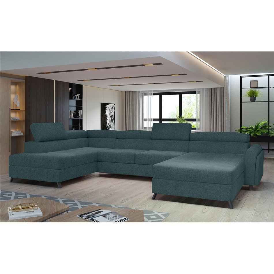 Corner sofa Elosette L, Grande 75, blue, H98x370x200