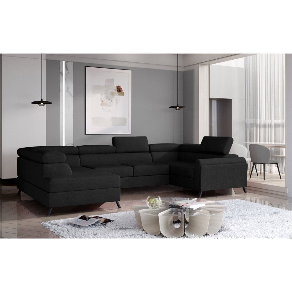 Corner sofa Elscada L, Sawana 14, black, H98x330x200