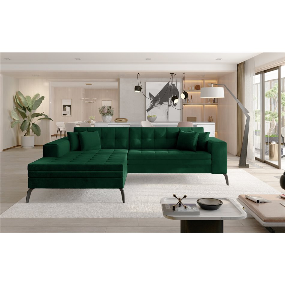 Corner sofa Elsolange L, Monolith 37, green, H80x292x196