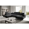 Corner sofa Elretan L, Flores 10, black, H107x350x205