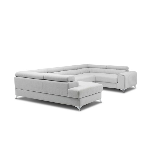 U shape sofa Elouis U Left, Velvetmat 4, gray, H92x347x202cm