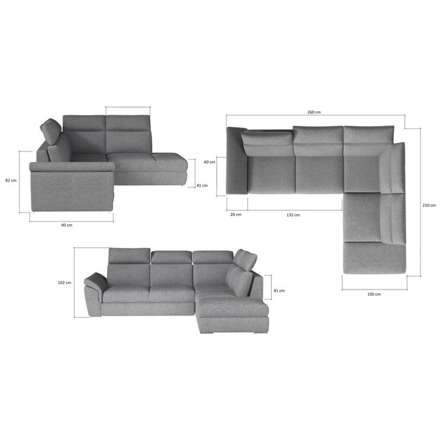 Corner sofa Eloreto L, Dora 21, beige, H102x260x60cm