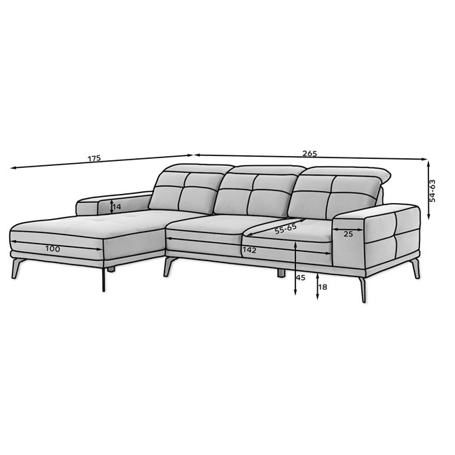 Corner sofa Eltorrenso R, Dora 21, beige, H98x265x53cm