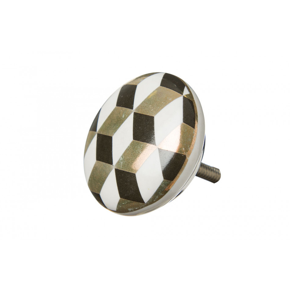 Furniture handle Black and gold chek flat, H54x54x40mm