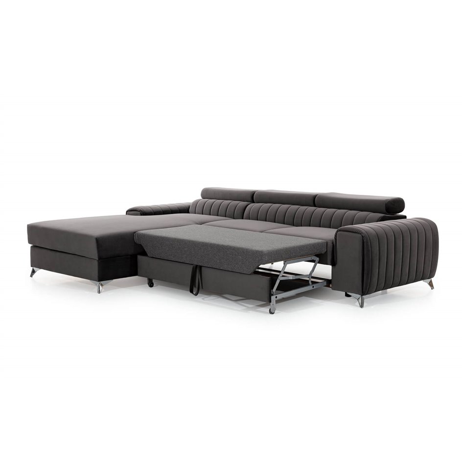 Corner sofa Elgrayson R, Velvetmat 10, black, H98x275x205cm