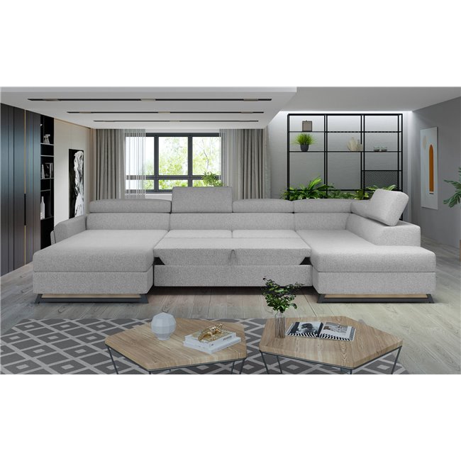 U shape sofa Elosette U Left, Grande 75, blue, H98x370x200cm