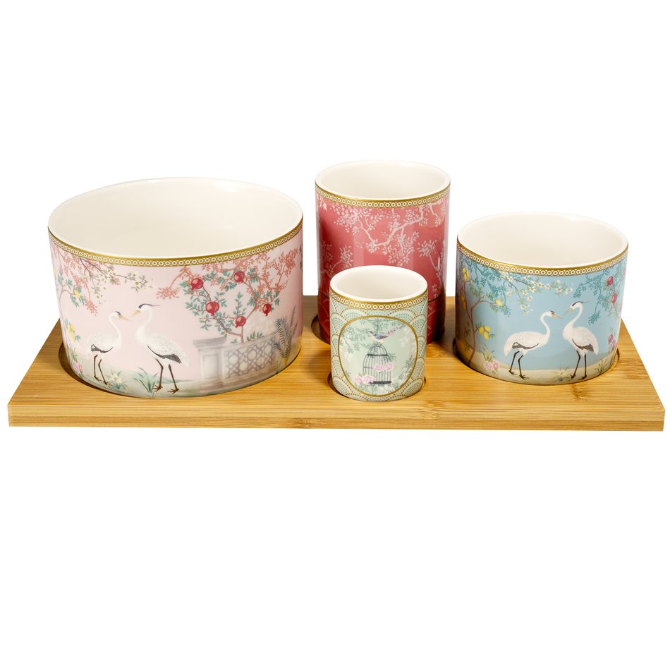 Appetizer set Jardin de Reves, bamboo/porcelain, 29x13cm