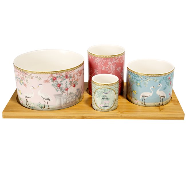 Appetizer set Jardin de Reves, bamboo/porcelain, 29x13cm