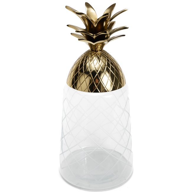 Deco jar Pineapple, glass/aluminium, H33 D15cm