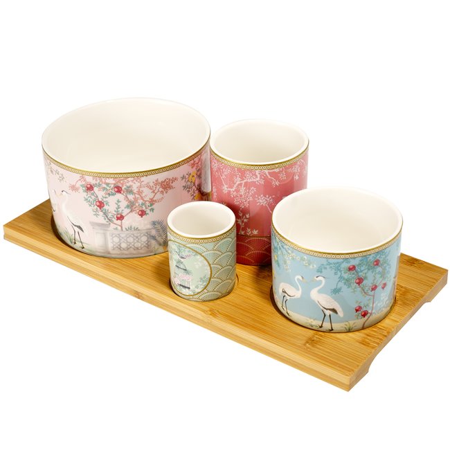 Appetizer set Jardin de Reves, bamboo/porcelain, 29x13cm