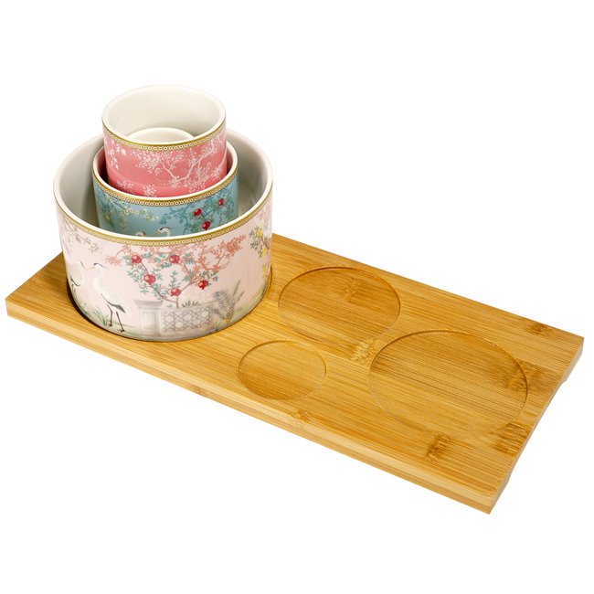 Appetizer set Jardin de Reves, bamboo/porcelain, 29x13cm