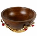 Woode bowl w/leaf/ redberry, D27x13x16.5cm