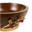 Woode bowl w/leaf/ redberry, D27x13x16.5cm