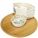 Appetizer set 6 bowls Paradise sauvage on bamboo tray, D25cm