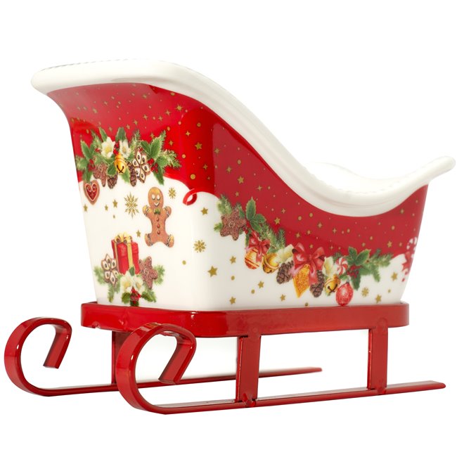 2 pcs.porcelain Christmas sleigh 10.5x14.5x8cm