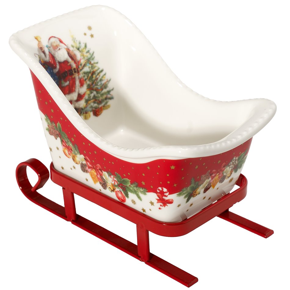 Декоративные тарелочки x2 Christmas sleigh, 10.5x14.5x8cm