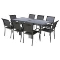 Table Lapiazza, 8-seater extendable, graphite/grey color, aluminium/tempered glass, H75,5x90x90-180cm