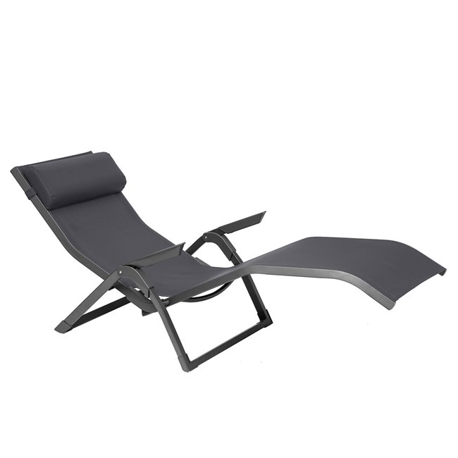 Sun lounger Ladecima, folding, slate grey color, H90x64x142cm