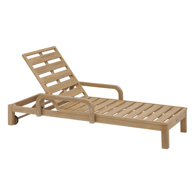 Sun lounger Lapapua, beige color, acacia, H87x73.5x178cm