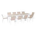 Table Lapiazza, 10-seater extendable, linen/white color, aluminium, H75,5x90x135-270cm