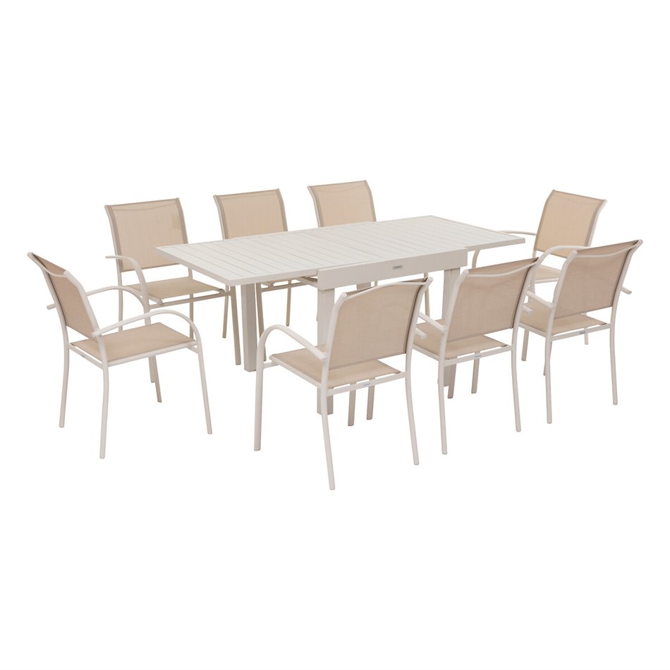 Table Lapiazza, 8-seater extendable, clay color, aluminium, H75,5x90x90-180cm