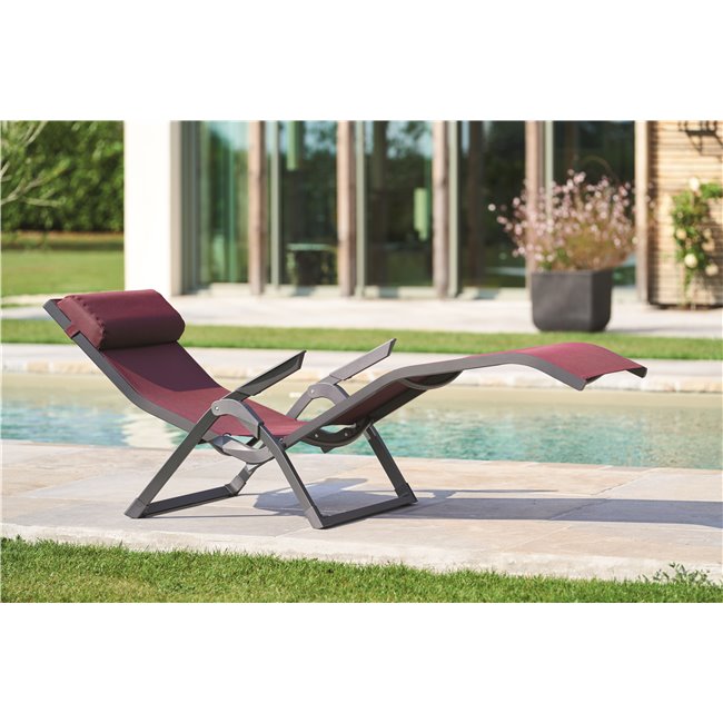 Sun lounger Ladecima, folding, burgundy color, H90x64x142cm