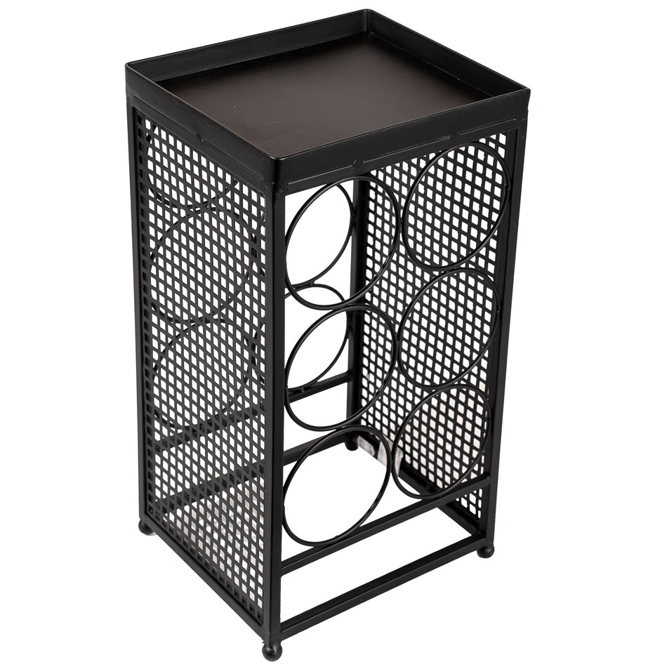 Wine rack Retino, black, metal, 42x23x20cm