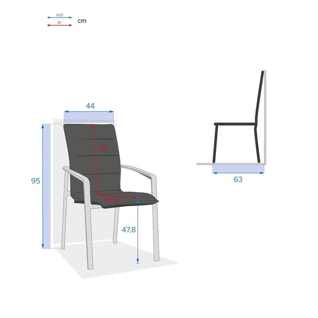 Chair Ladiesemocha, mocha/praline color, with armrest, H95x67x57.5cm