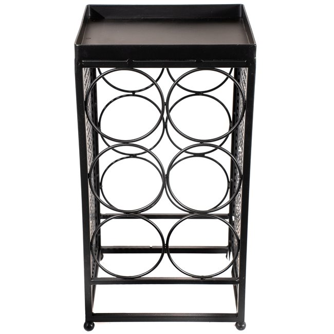 Wine rack Retino, black, metal, 42x23x20cm