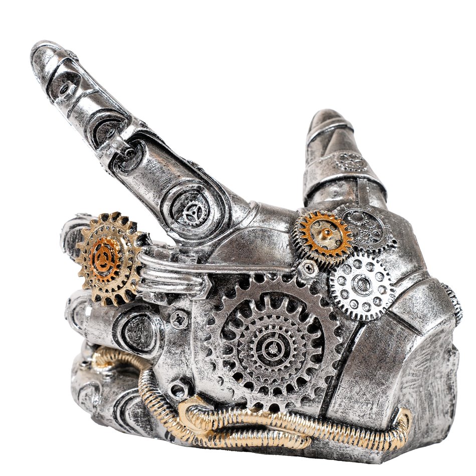 Bottle holder Steampunk Hand, silvery, 15x18x15cm