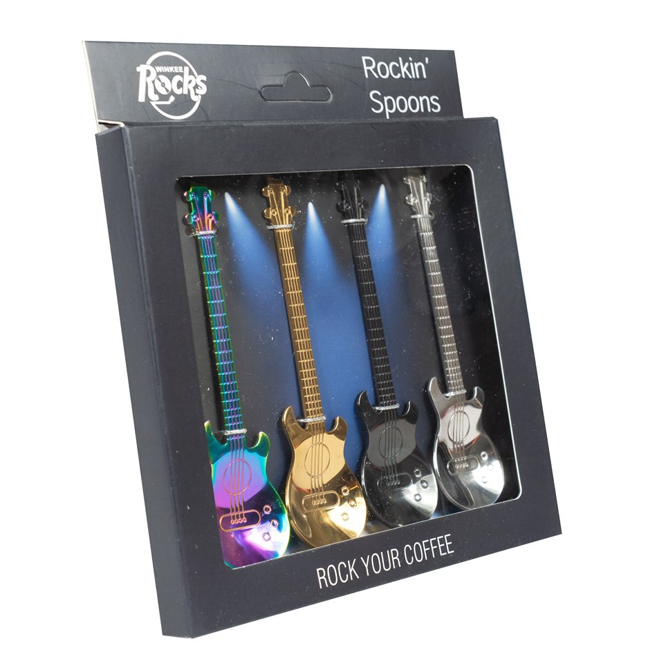 Spoons Rockin guitar set of 4, H12x3x0.5cm