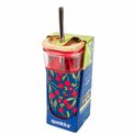 Glass tumbler Cherries w cover, straw, 540ml, H18 D8cm