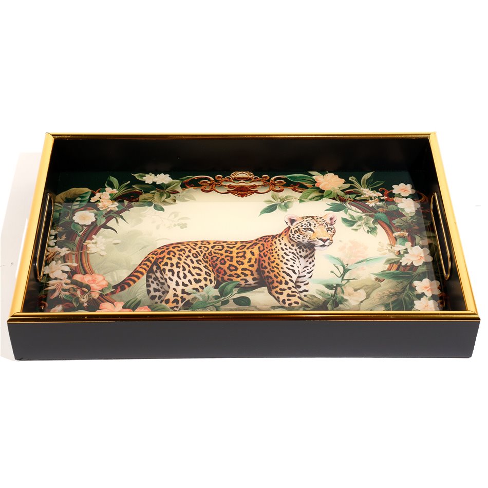 Decorative tray round Fleoro M, H4.5x35.5x23.5cm