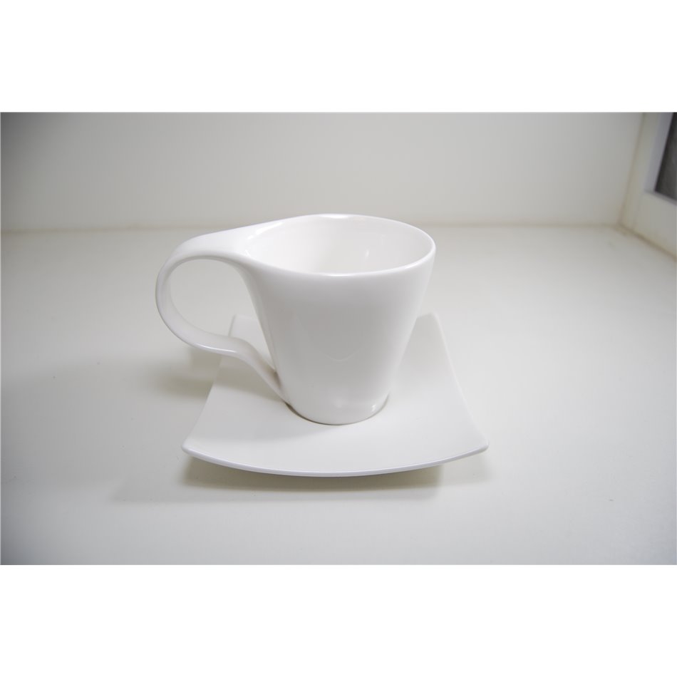 Porcelain cup with saucer, H9.5xD9cm, 14x14cm, 300 ml